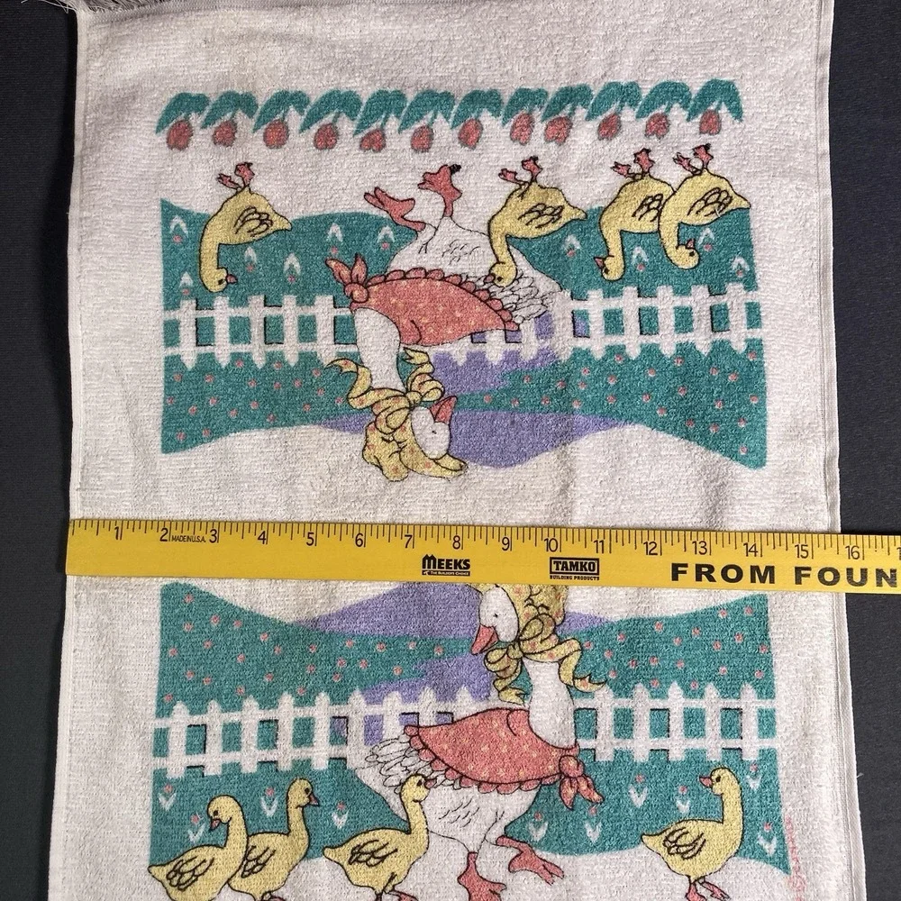 Vintage 80s Cannon Country Fresh Goose Duck Kitchen Towel Fringed Grannycore